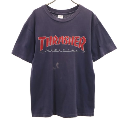 THRASHER スラッシャー 90s USA製 anvilボディ オールド 半袖 Tシャツ M ネイビー シングルステッチ