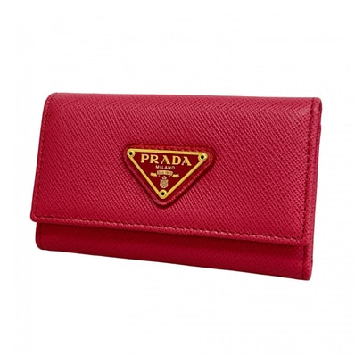 ★最終価格【6db1375-k】プラダ キーケース サフィアーノ レザー ピンク ゴールド金具【中古】レディース