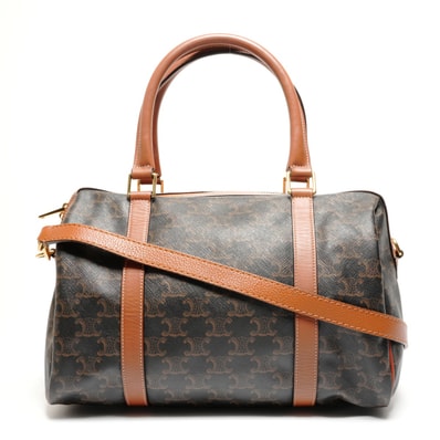 セリーヌ CELINE マカダム PVC トリンオフ ロゴ ボストンバッグ【中古】