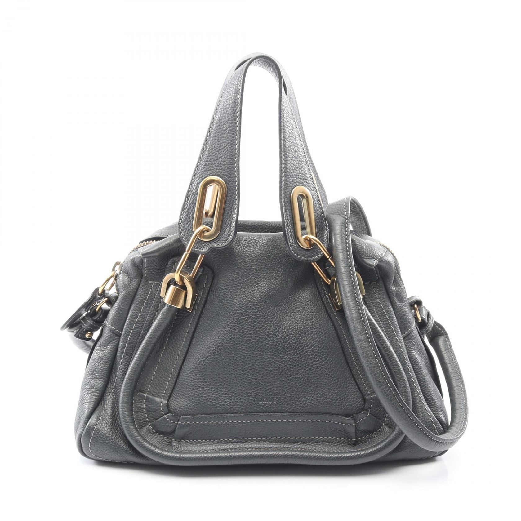 クロエ Chloe パラティ スモール ハンドバッグ バッグ レザー レディース グレー系 【中古】