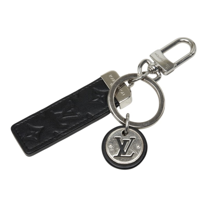 ルイ ヴィトン モノグラム ポルト クレ ネオ LV クラブ キーホルダー キーリング M02040 シルバー ブラック メタル レザー レディース LOUIS VUITTON 中古