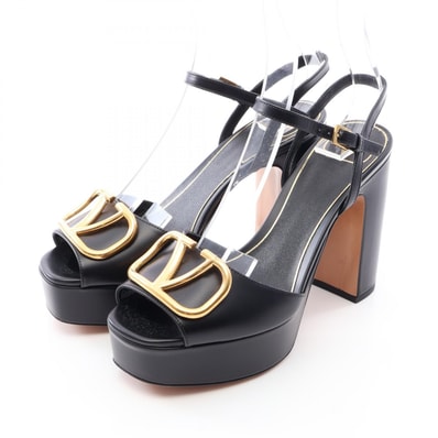 ヴァレンティノ・ガラヴァーニ Valentino Garavani Vロゴ金具 プラットフォーム サンダル 靴 レザー レディース ブラック系 【中古】