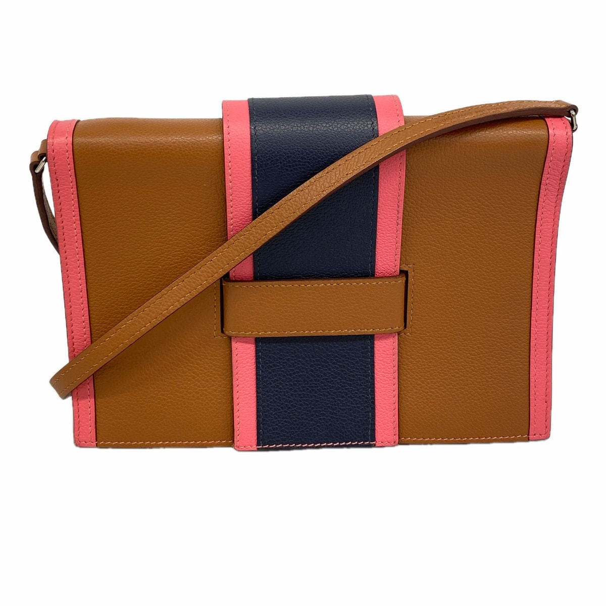 ★SALE【6hd2953】エルメス ショルダーバッグ Hパッサン エバーカラー ゴールド ローズアザレ/ブルーニュイ シルバー金具 Y刻印【中古】レディース