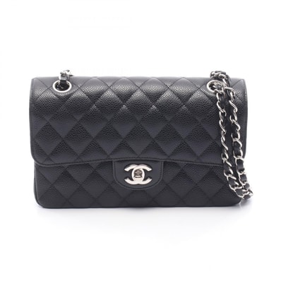シャネル CHANEL マトラッセ Wフラップ ショルダーバッグ バッグ カーフ(牛革) レディース ブラック系 A01113 【中古】
