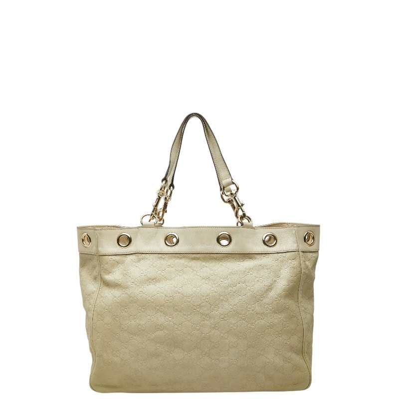 グッチ グッチシマ トートバッグ ハンドバッグ 153033 ベージュ キャンバス レザー レディース GUCCI 【中古】