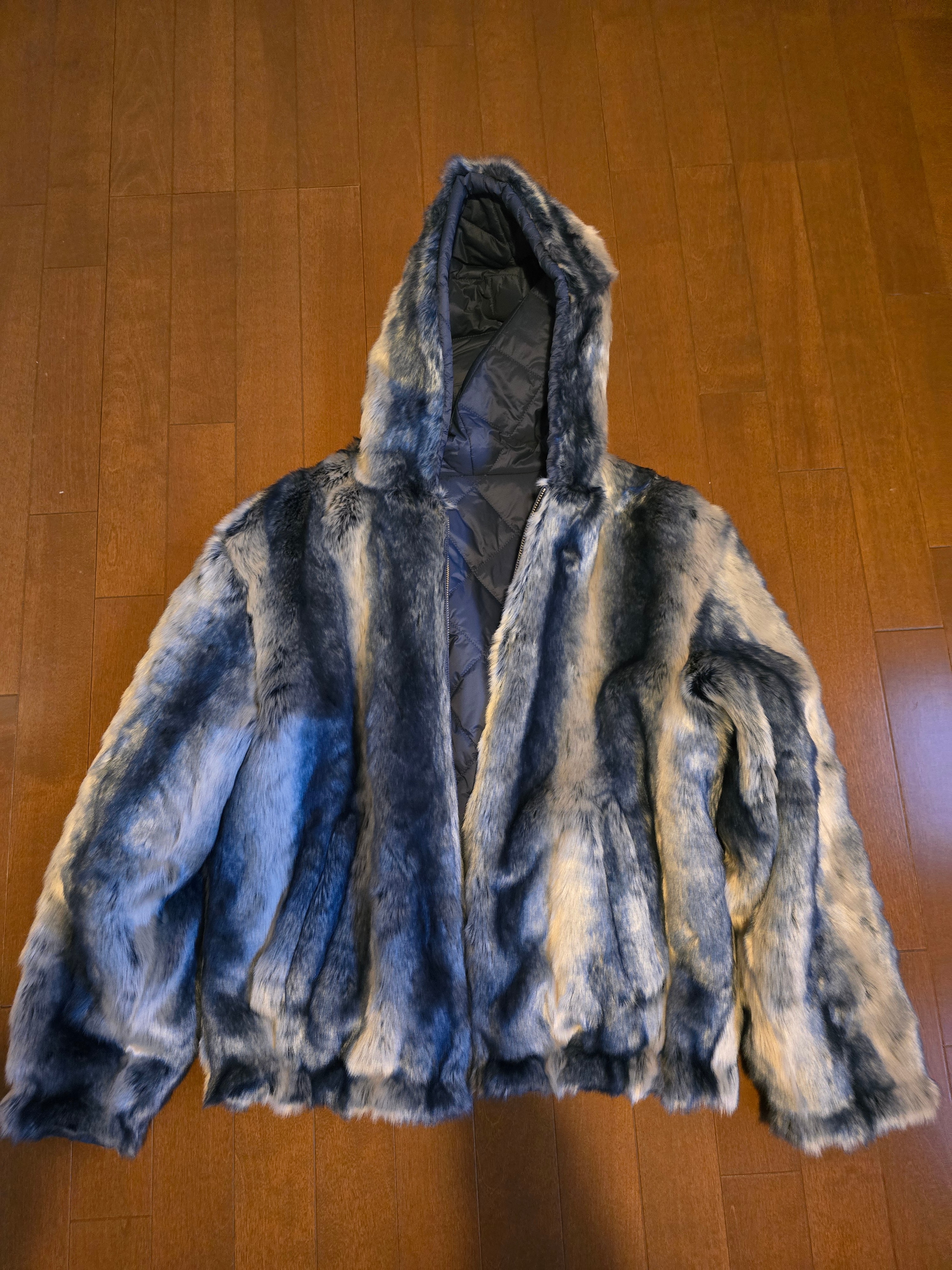Supreme Faux Fur Reversible Hooded Jacket "Blue"