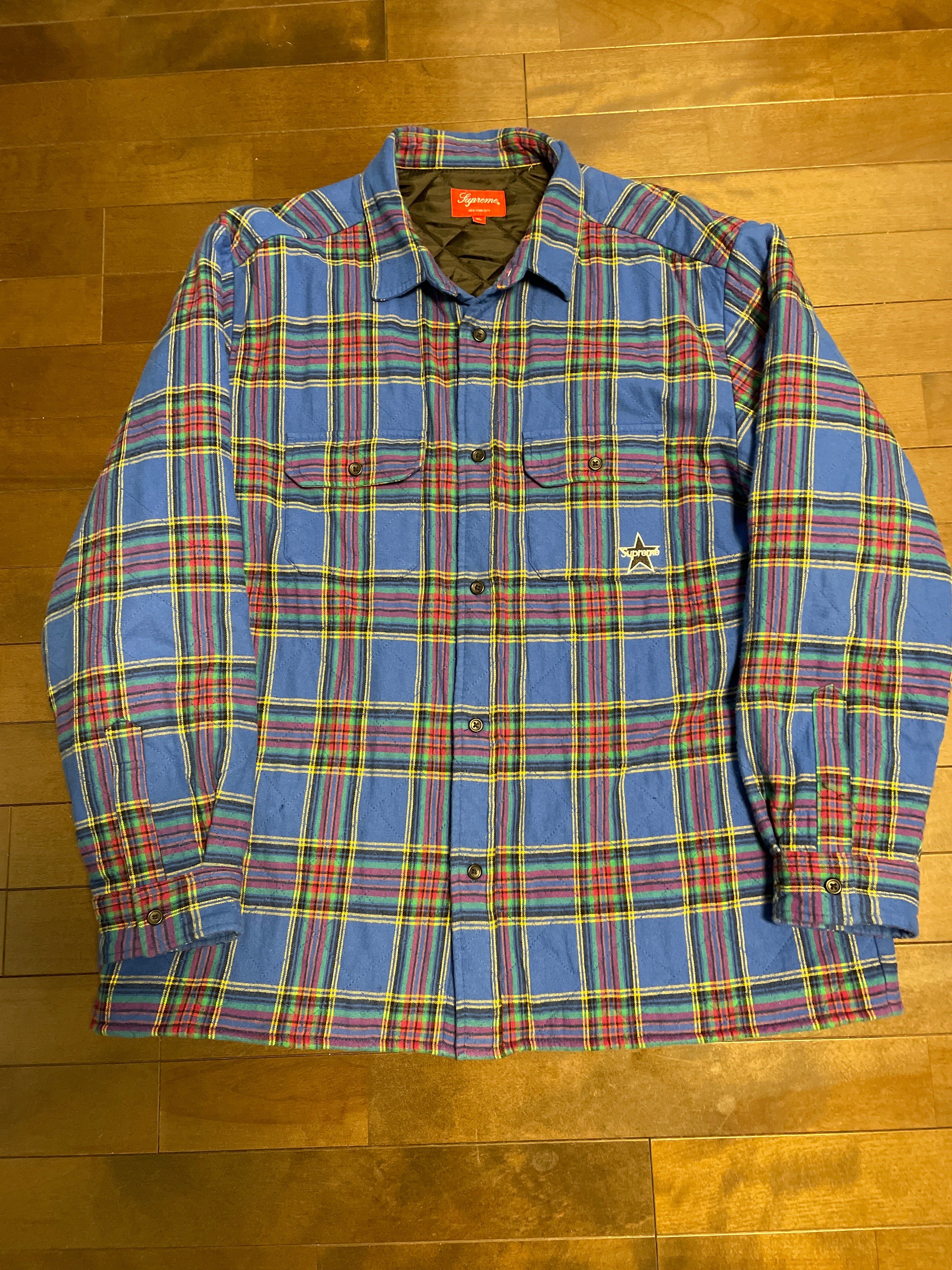Supreme Quilted Plaid Flannel Shirt "Dusty Royal"