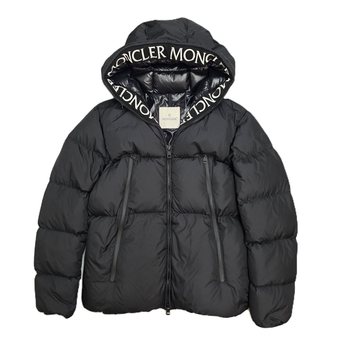 MONCLER モンクレール MONTCLA JACKET モンクラ ロゴ刺繍 ラバーワッペン付き ダウン 19年製 3 Lサイズ ダウンジャケット F20911B56900 ナイロン ブラック  メンズ【中古】