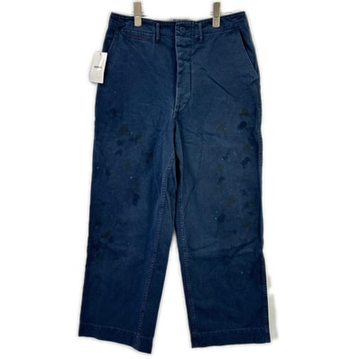 バウウワ 24AW BW242-WTD エイジングネイビー ヴィンテージペイント加工 ミリタリーチノワークパンツ/WORK TROUSERS DUSTY M