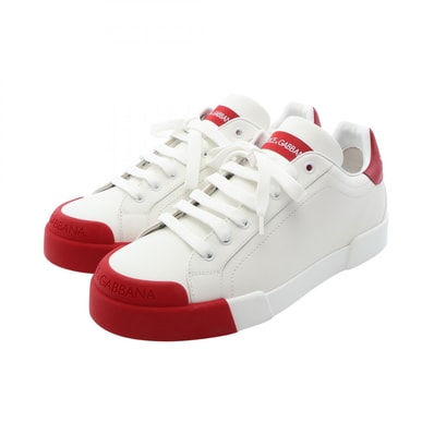 ドルチェアンドガッバーナ DOLCE & GABBANA ポルトフィーノ スニーカー 靴 レザー メンズ ホワイト系 / レッド系 【中古】