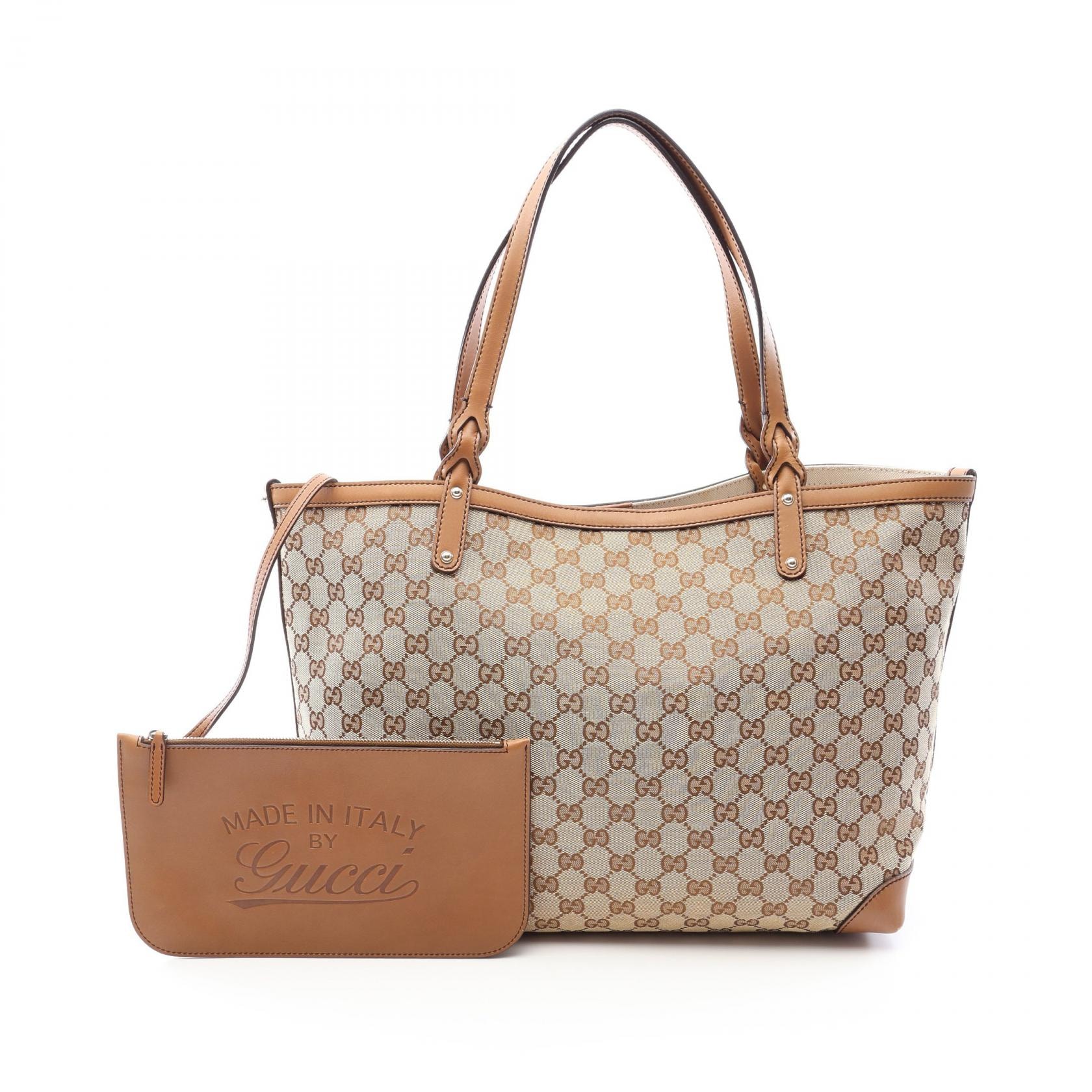グッチ GUCCI GGキャンバス トートバッグ バッグ キャンバス レザー レディース ベージュ系 / ブラウン系 247209 【中古】