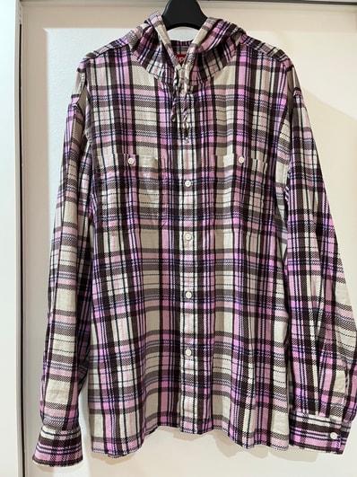 Supreme Printed Hooded Flannel Shirt "Pink"