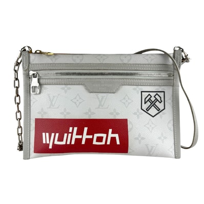 ルイ ヴィトン LOUIS VUITTON ショルダーバッグ モノグラム ホワイト/モノグラム デニム フラット メッセンジャー モノグラムデニム/モノグラム ホワイト ライトグレー/オレンジ メンズ M44640【中古】 z10107
