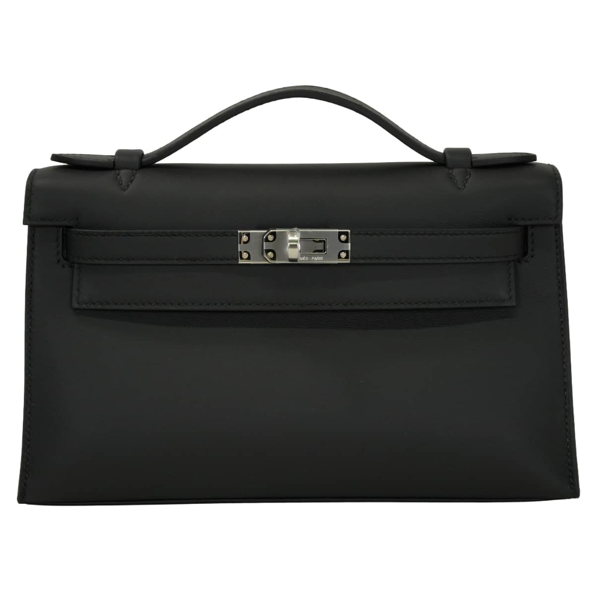 HERMES エルメス ハンドバッグ ポシェットケリー 黒 (ブラック) スイフト シルバー金具 G刻印 新品