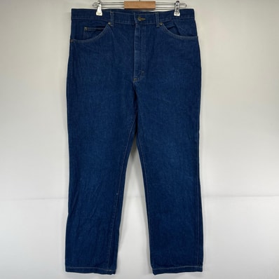 古着 リー Lee USA製 デニム パンツ デニムパンツ ストレート ジーパン ジッパーフライ 5ポケット W38×L32 ブルー系 メンズ
