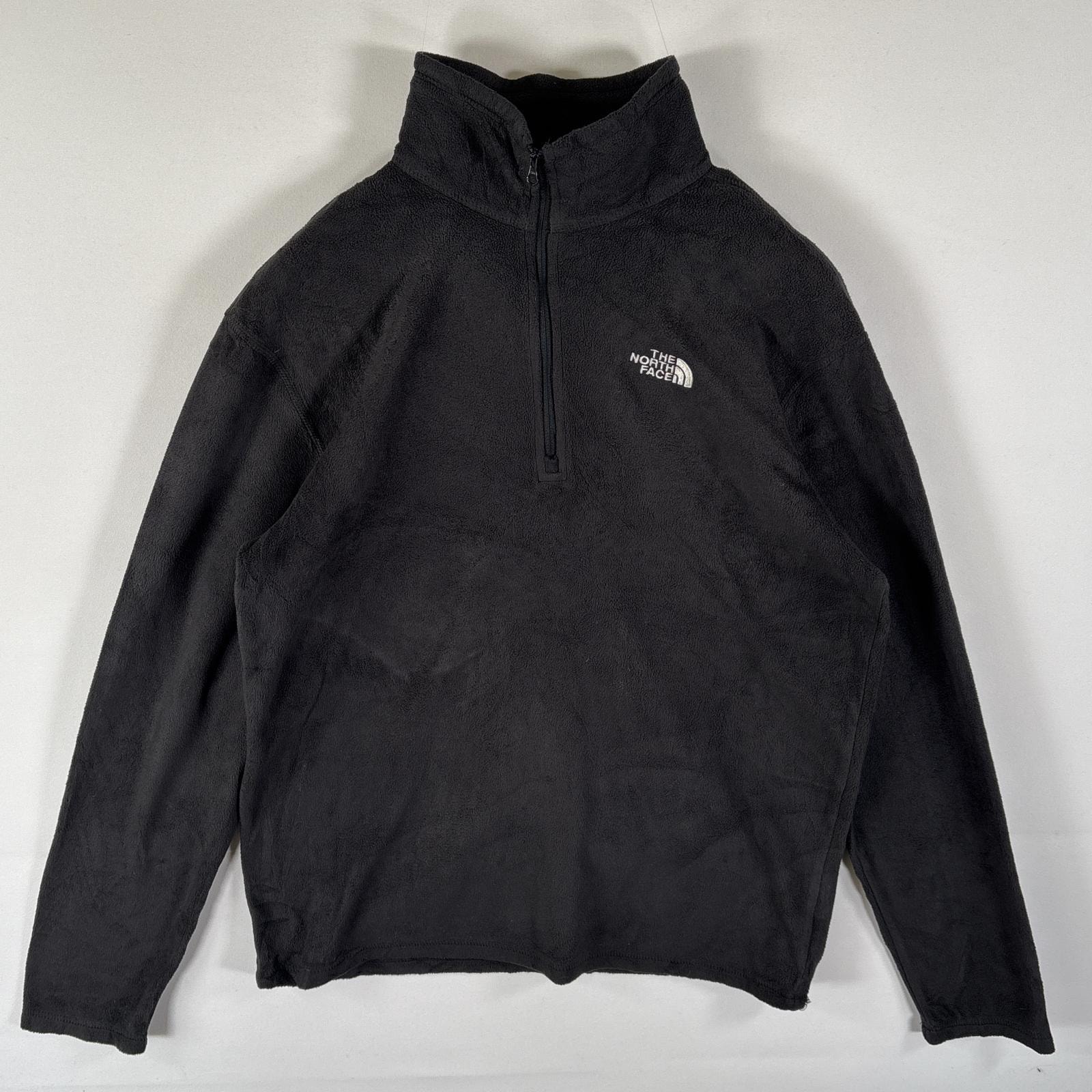 古着 ザ・ノースフェイス THE NORTH FACE フリーストレーナー ハーフジップ ワンポイントロゴ刺繍 アウトドア S  ブラック メンズ