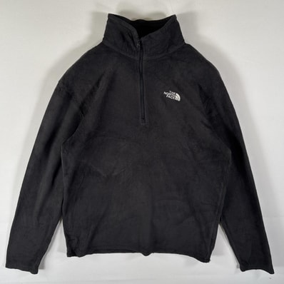 古着 ザ・ノースフェイス THE NORTH FACE フリーストレーナー ハーフジップ ワンポイントロゴ刺繍 アウトドア S ブラック メンズ