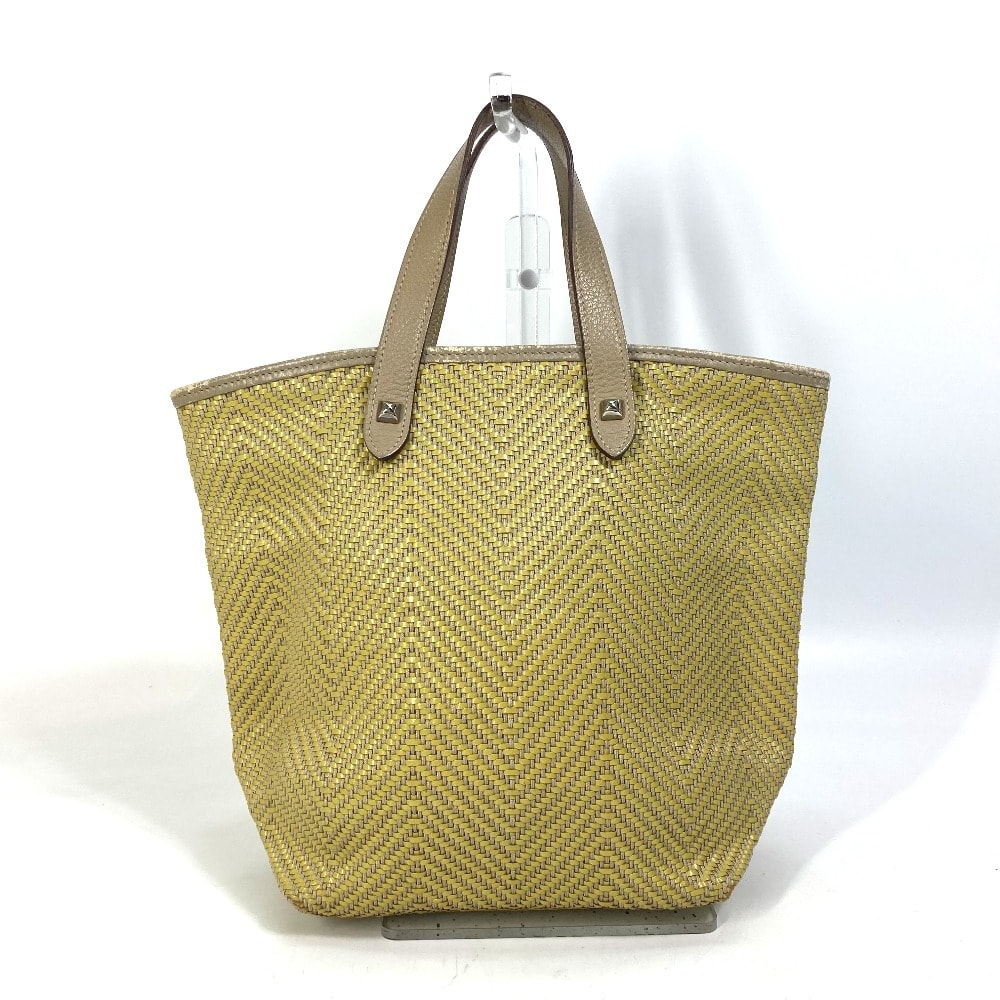 エルメス HERMES カバチェンナイPM ハンドバッグ カバン スタッズ トートバッグ レザー イエロー系