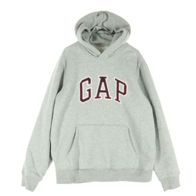 GAP ギャップ ロゴプリント 長袖 裏起毛 スウェットパーカー S グレー