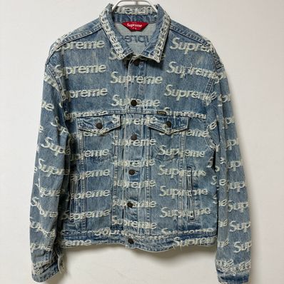 Supreme Frayed Logos Denim Trucker Jacket "Blue"