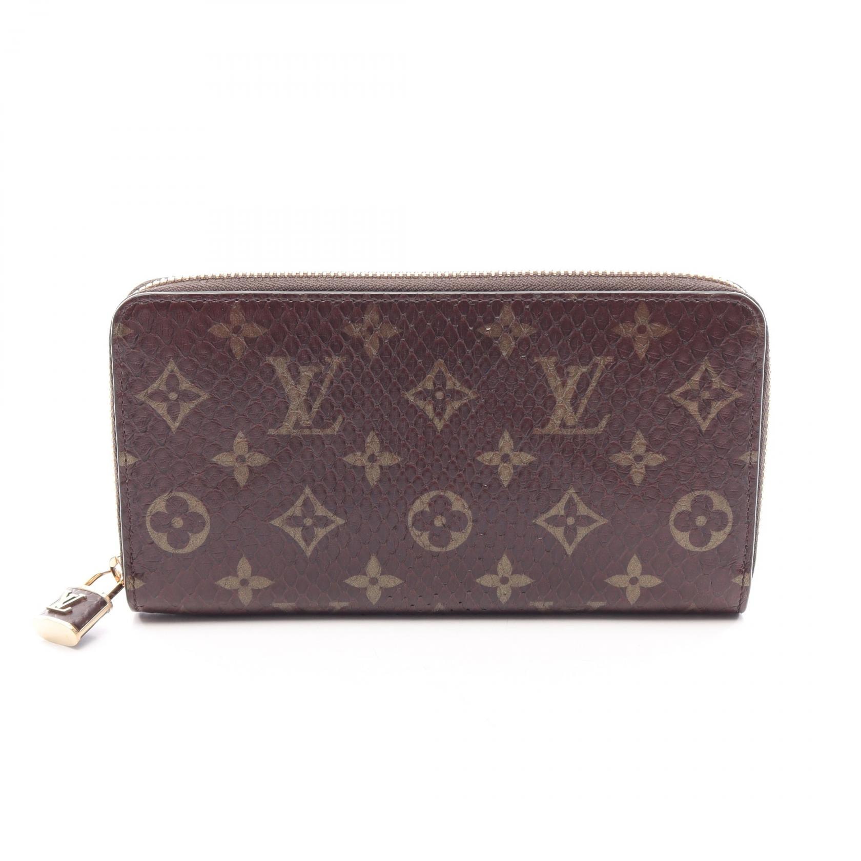 ルイ・ヴィトン LOUIS VUITTON ジッピーウォレット モノグラム ラウンド長財布 財布 エキゾチックレザー レディース ブラウン系 N80148 【中古】