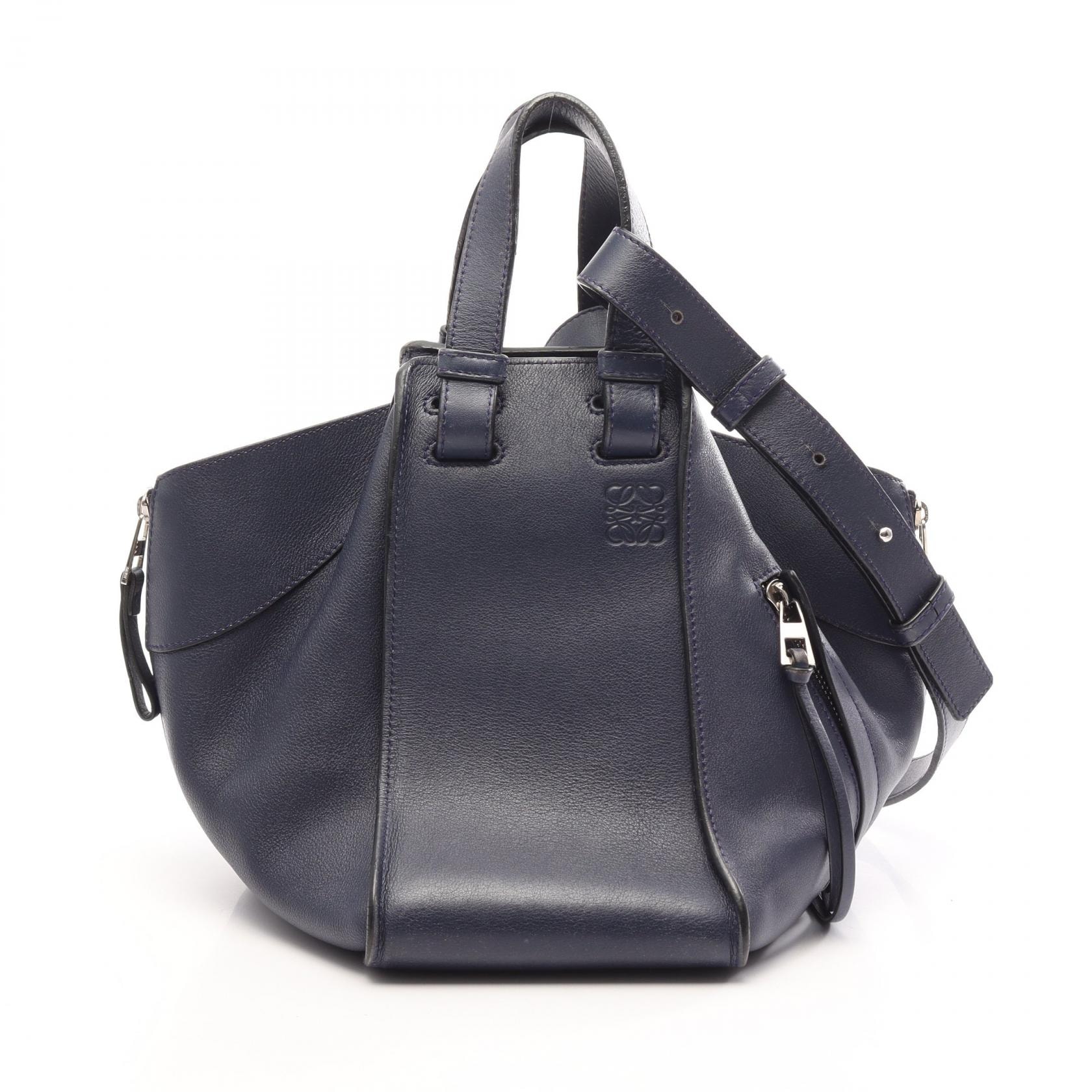 ロエベ LOEWE HAMMOCK SMALL ハンモック スモール 2WAY ハンドバッグ バッグ レザー レディース ネイビー系 【中古】