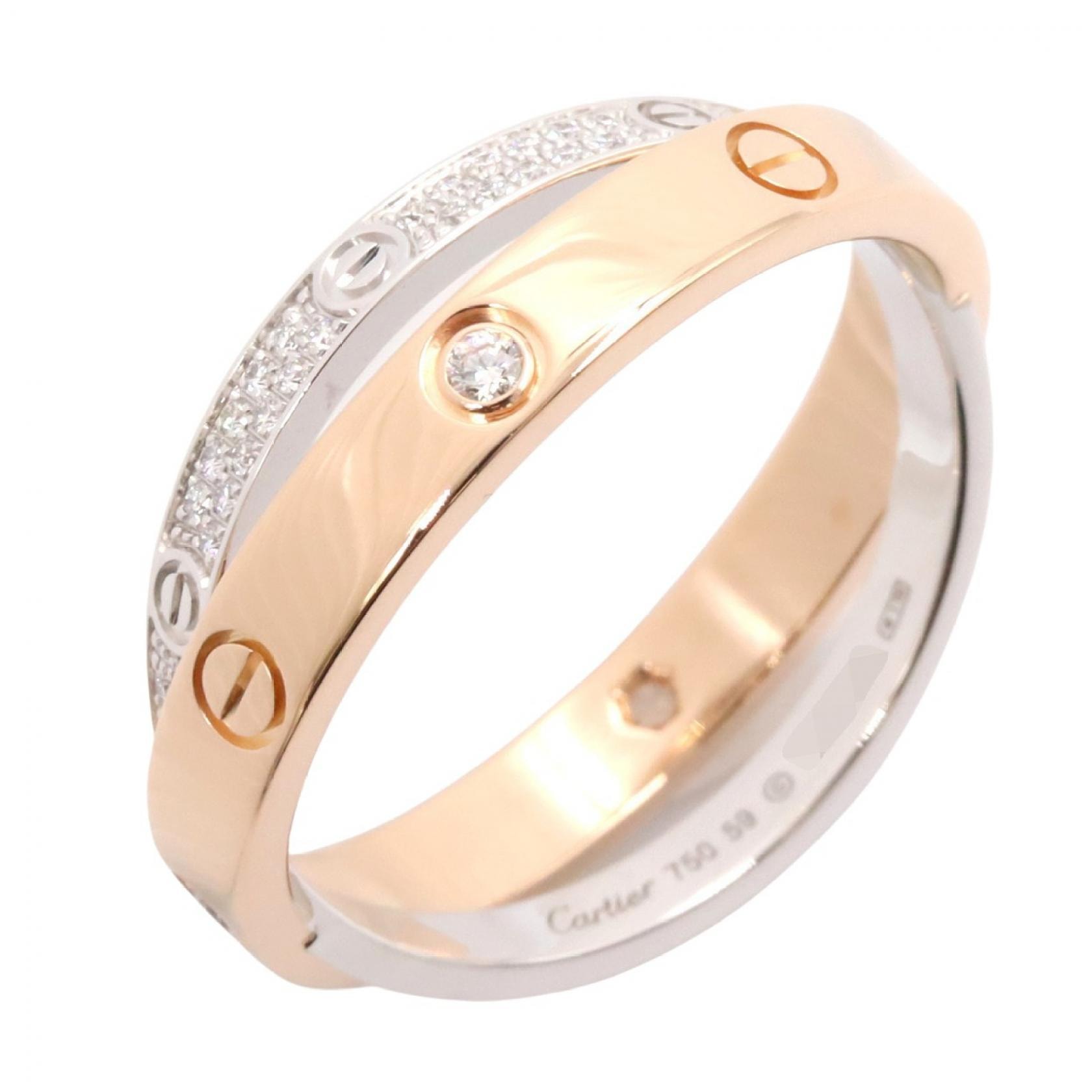 カルティエ CARTIER ビーラブ ダイヤ リング リング・指輪 ジュエリー K18PG(ピンクゴールド) K18WG(ホワイトゴールド) ダイヤモンド レディース ゴールド系 / シルバー系 / クリア系 【中古】