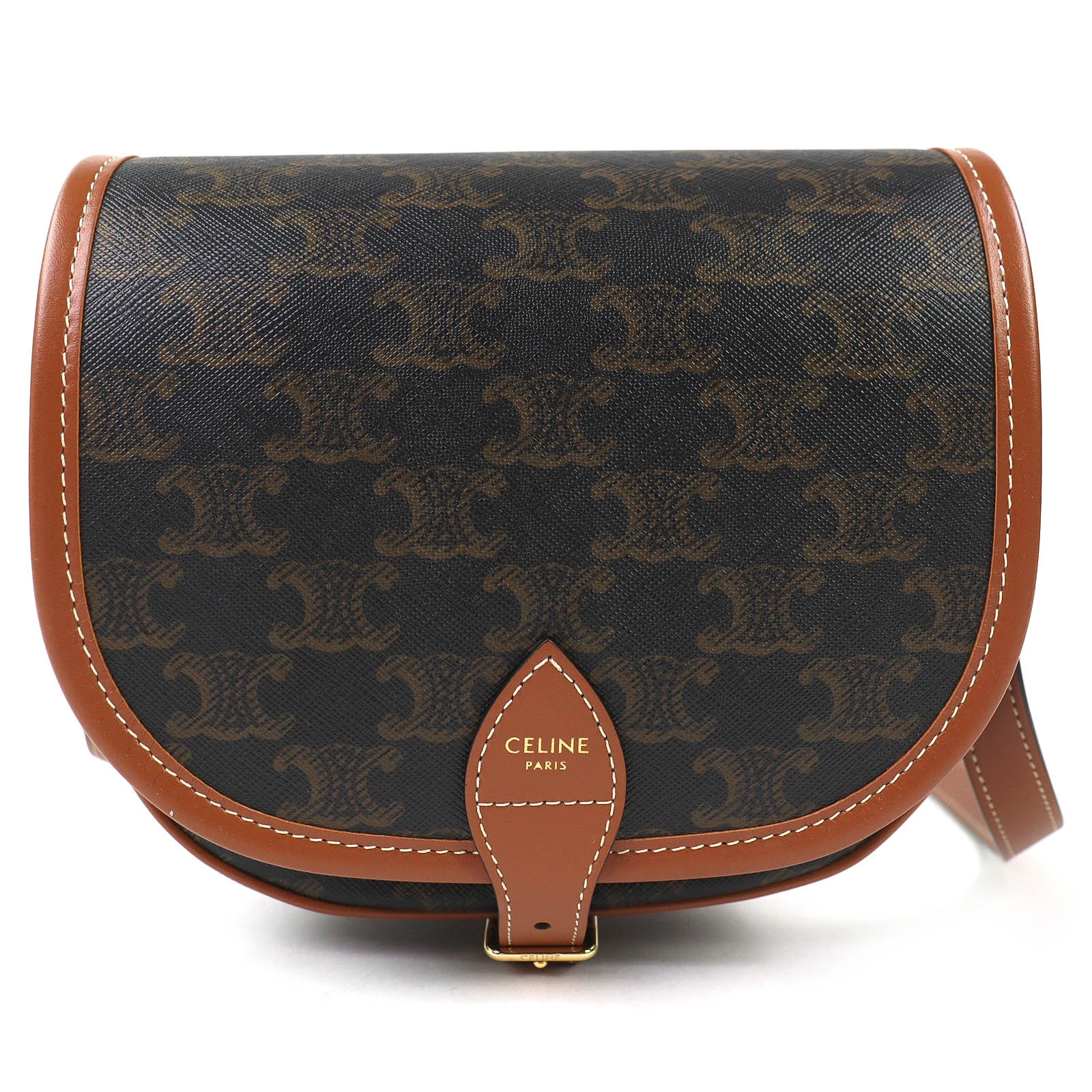 極美品 セリーヌ ショルダーバッグ ミディアム フォルコ タン 19150