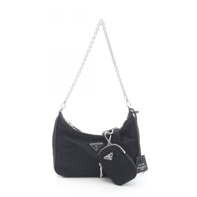 プラダ PRADA Re-Edition 2005 Re-Nylon 2WAY ショルダーバッグ バッグ ナイロン サフィアーノレザー レディース ブラック系 1BH204 【中古】