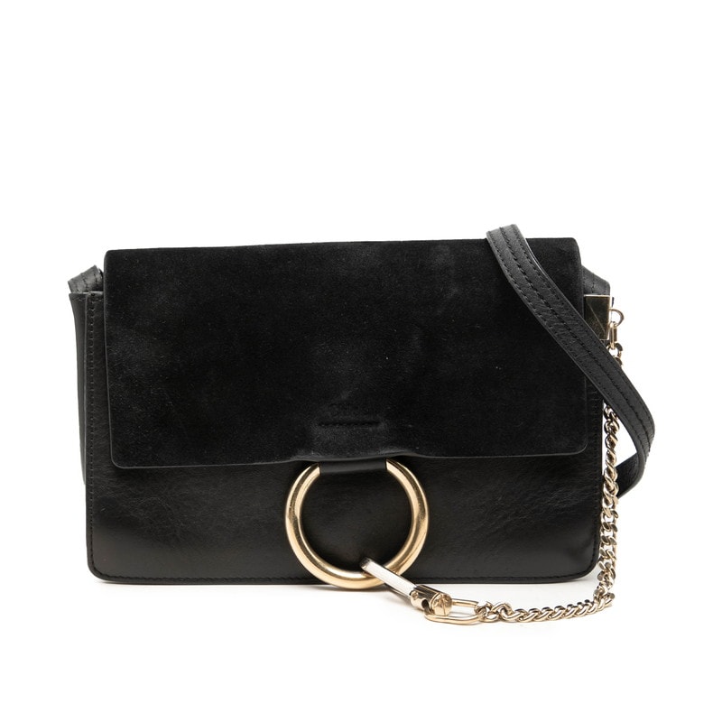 クロエ フェイ Faye 斜め掛け ショルダーバッグ ブラック レザー スウェード レディース Chloe 【中古】