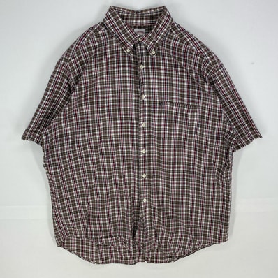古着 ブルックスブラザーズ Brooks Brothers 半袖シャツ ボタンダウン ワンポイント ショートスリーブ XL ブラウン系 チェック メンズ