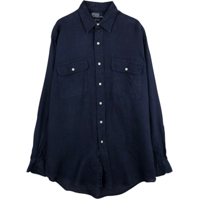 古着 ラルフローレン Ralph Lauren POLO by Ralph Lauren WHITFIELD 長袖 リネンシャツ メンズS相当/eaa625167