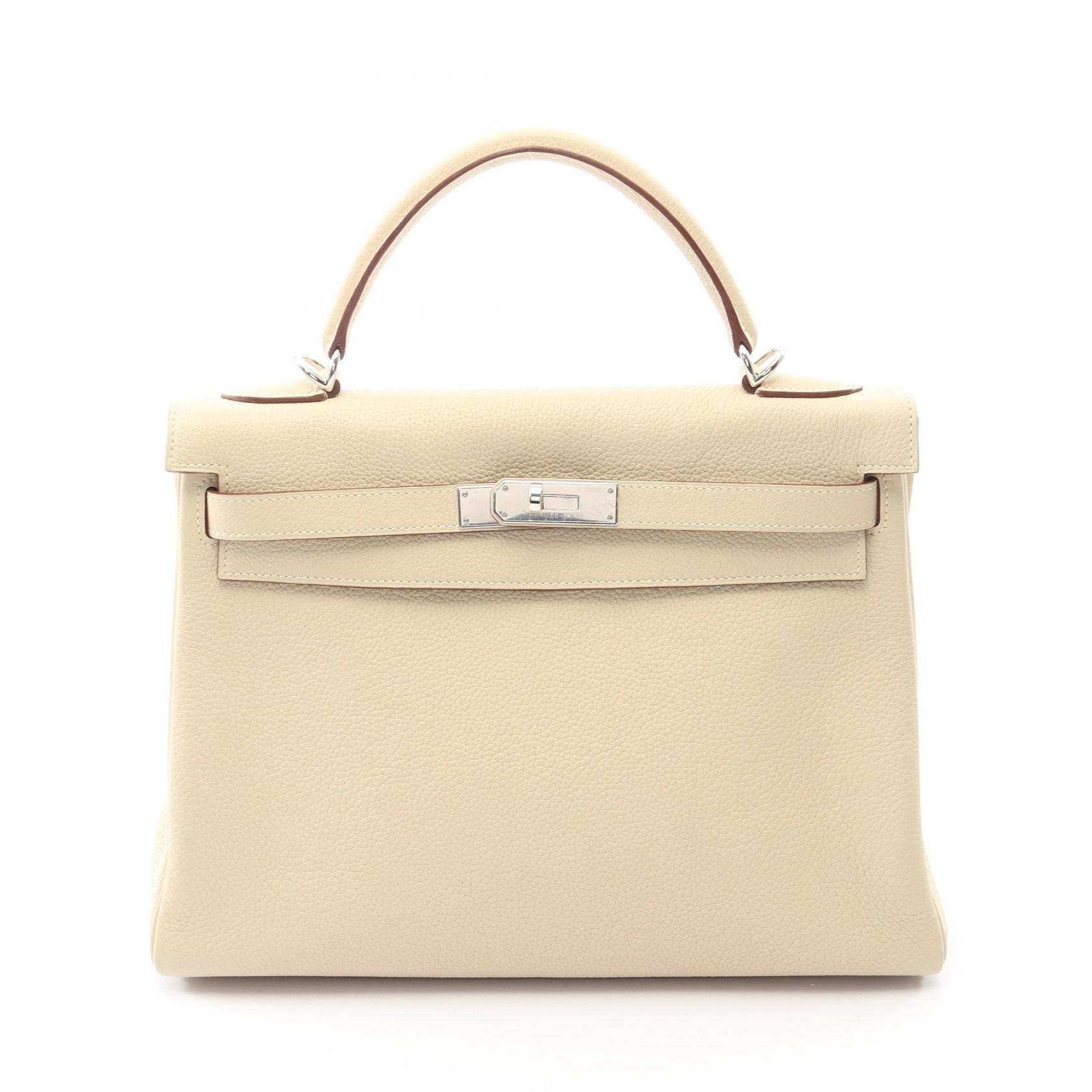 エルメス HERMES ケリー32 ハンドバッグ バッグ レザー トリヨンクレマンス トリヨンクレマンス パルシュマン □K刻印(2007年製造) レディース ベージュ系 【中古】