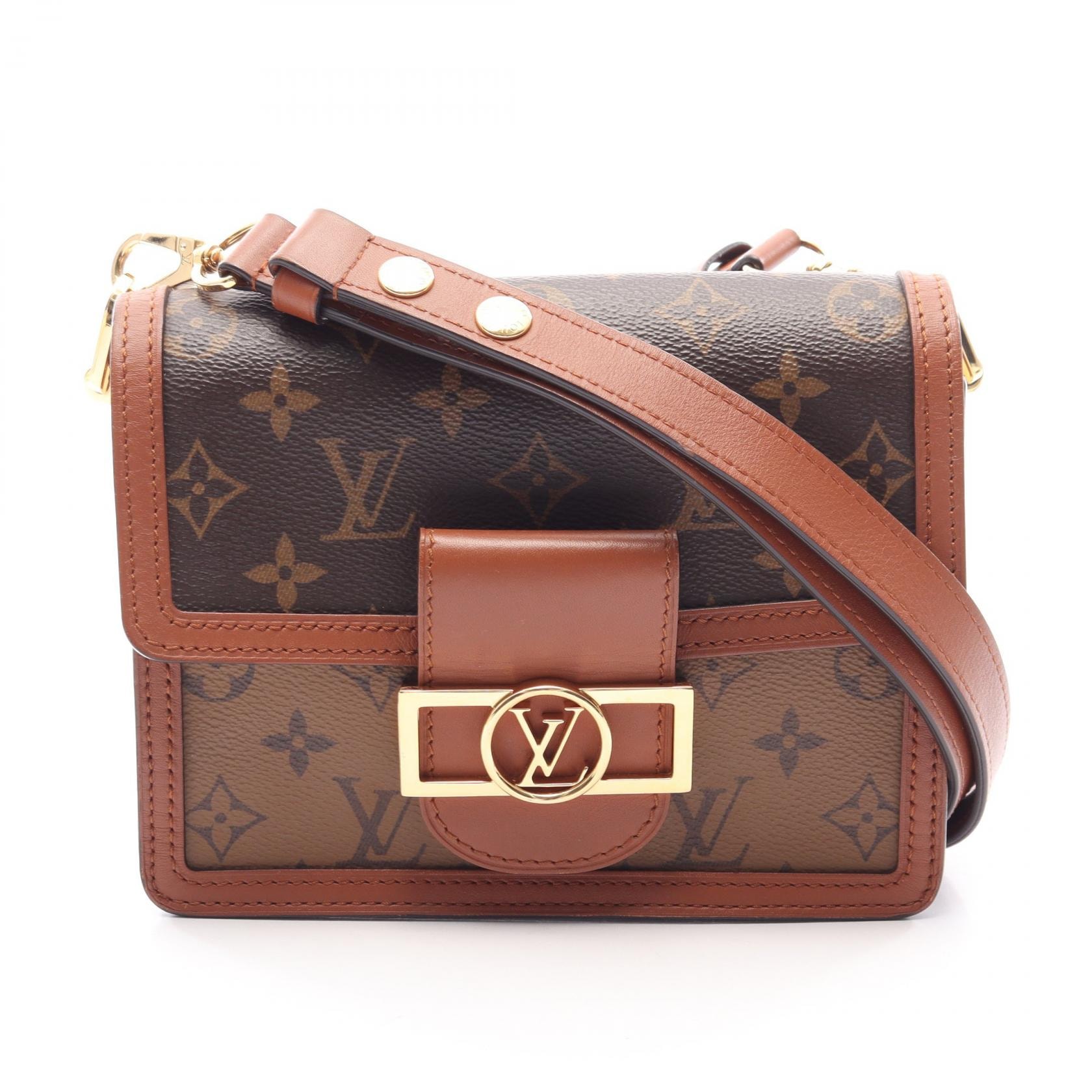 ルイ・ヴィトン LOUIS VUITTON ドーフィーヌ MINI ショルダーバッグ バッグ PVCコーティングキャンバス レザー モノグラム・リバース ベージュ レディース ブラウン系 / ベージュ系 M44580 【中古】