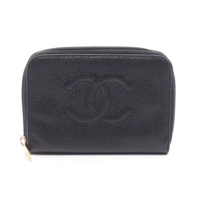 シャネル CHANEL ココマーク ラウンド財布 財布 キャビアスキン(グレインドカーフ) レディース ブラック系 【中古】