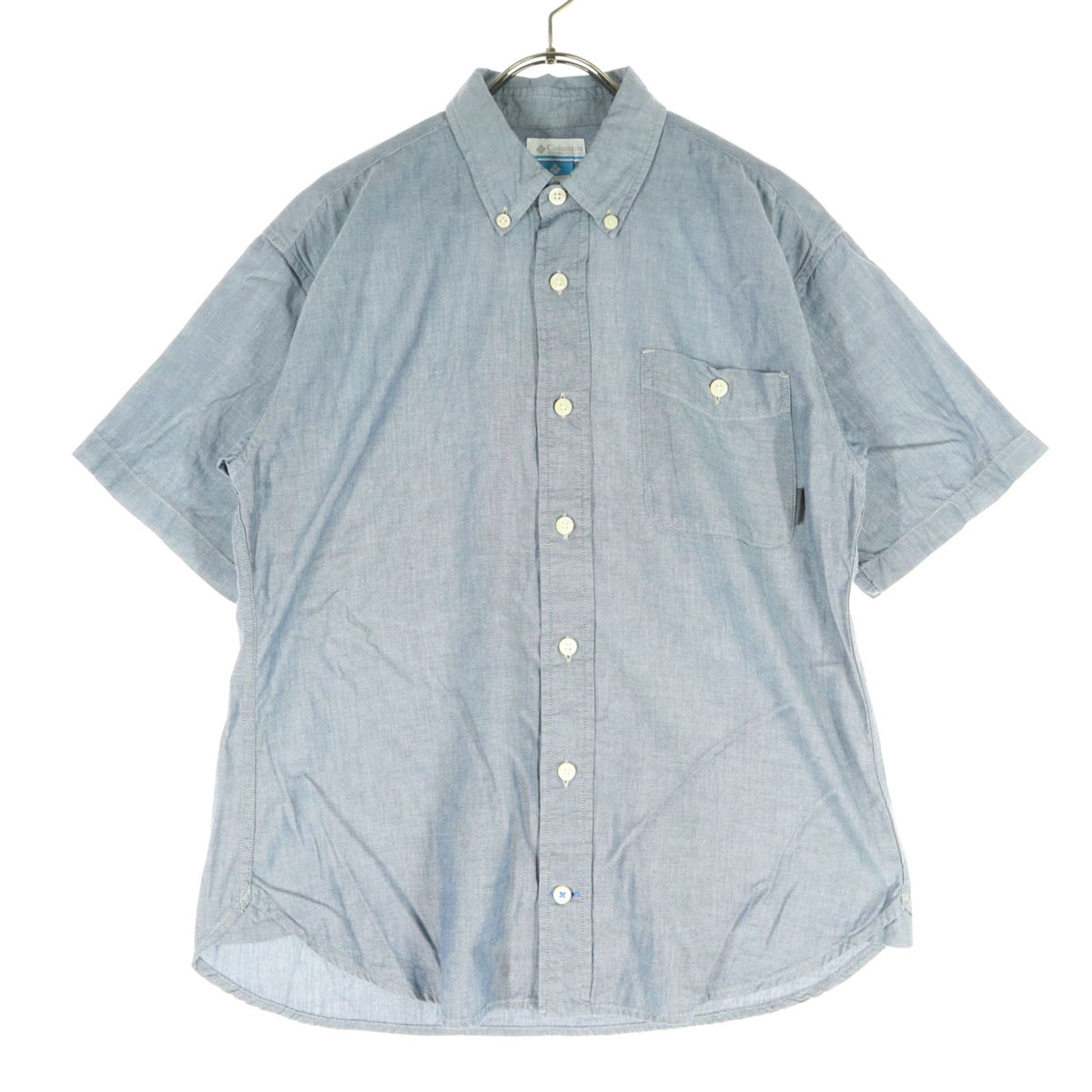 Columbia コロンビア コットン 半袖 ボタンダウンシャツ M ブルー系