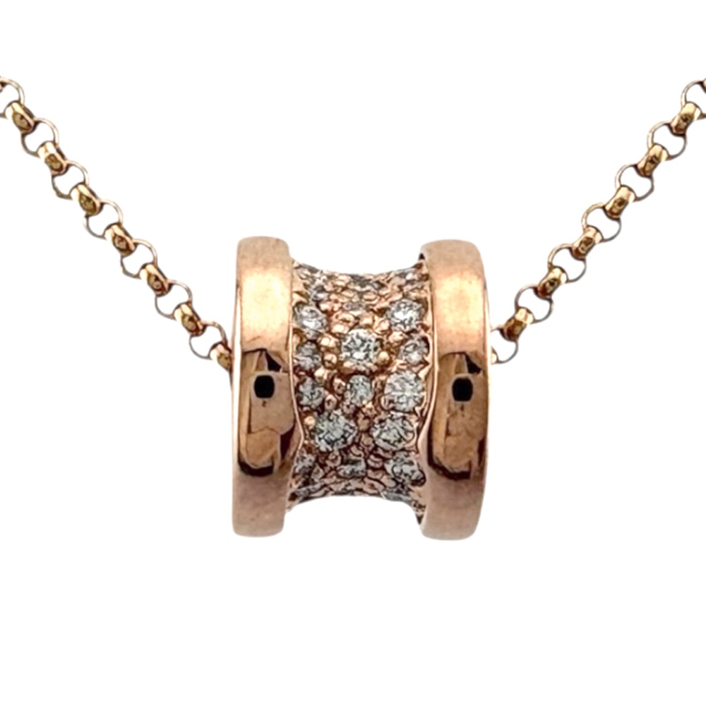 ブルガリ B-zero.1 ビーゼロワン パヴェダイヤ ネックレス 18金 K18ピンクゴールド ダイヤモンド レディース BVLGARI  中古