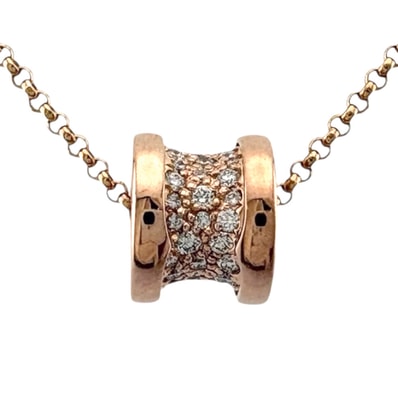 ブルガリ B-zero.1 ビーゼロワン パヴェダイヤ ネックレス 18金 K18ピンクゴールド ダイヤモンド レディース BVLGARI 中古