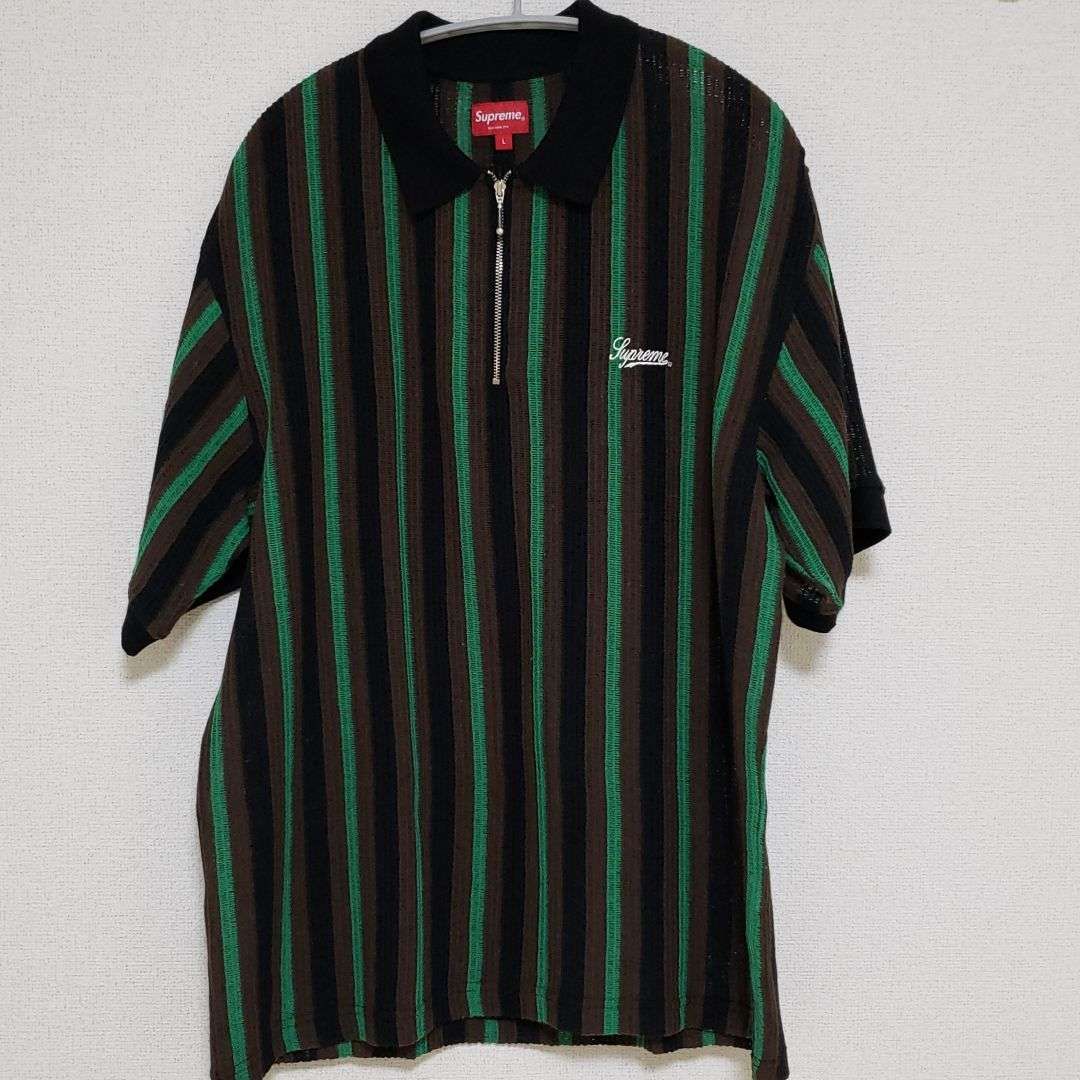 Supreme Open Knit Stripe Zip Polo "Black"