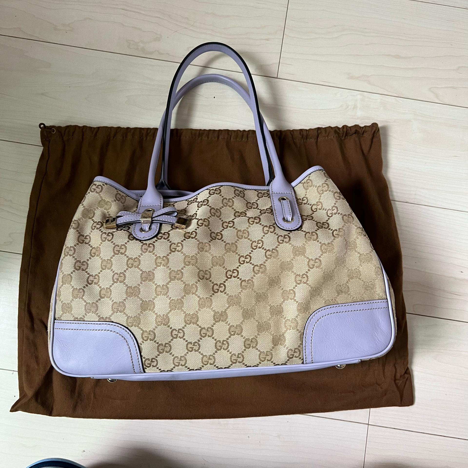 GUCCI GG Canvas Sherry Line Tote brown