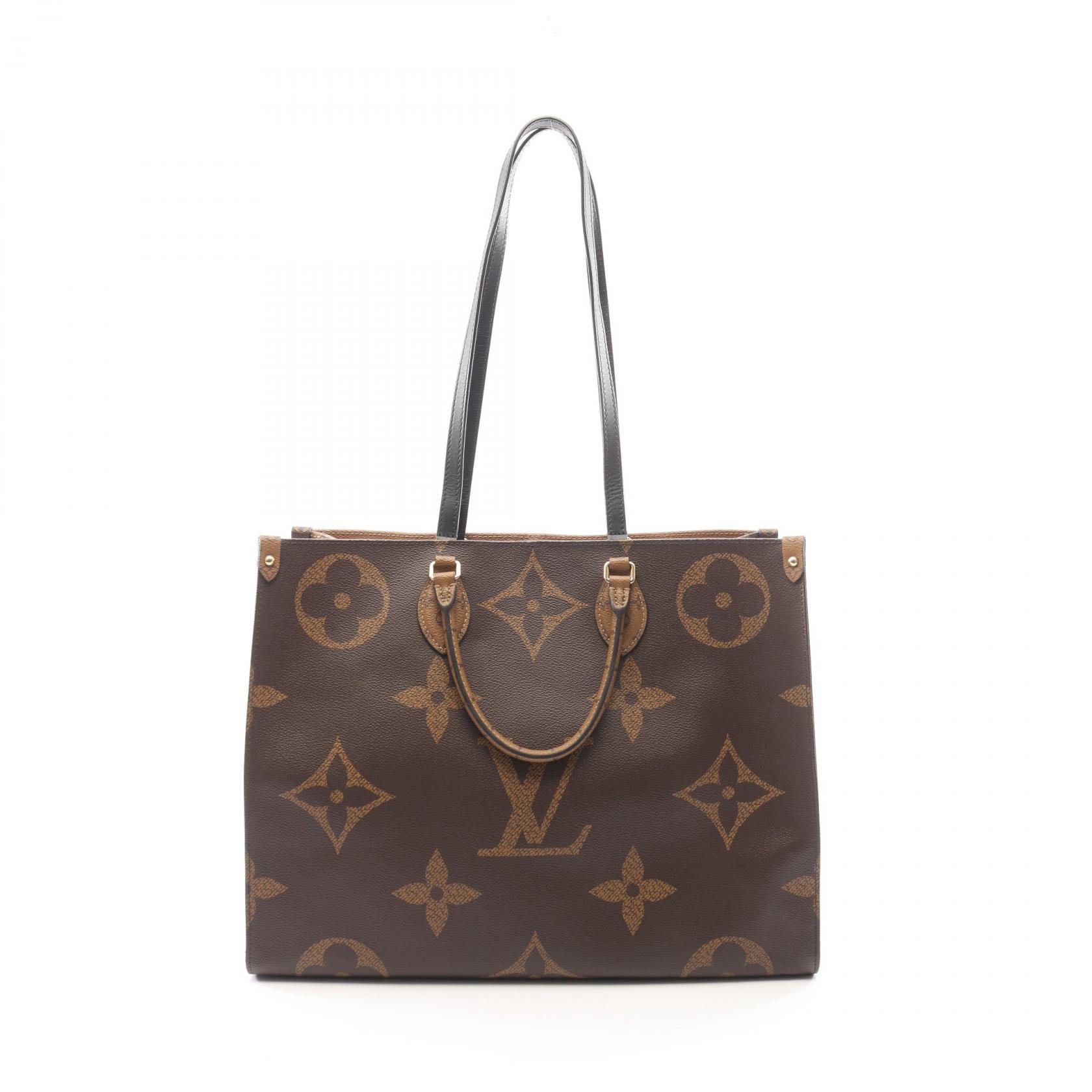 ルイ・ヴィトン LOUIS VUITTON オンザゴーGM ショルダーバッグ バッグ PVCコーティングキャンバス レザー モノグラム・ジャイアントリバース レディース ブラウン系 M45320 【中古】