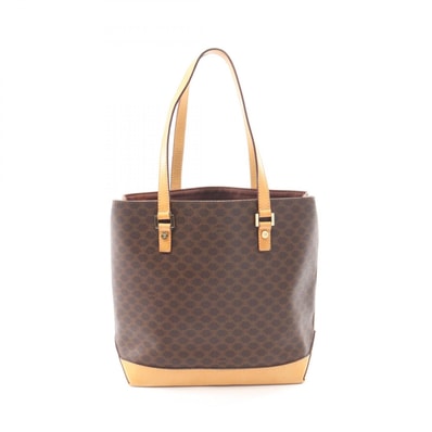 セリーヌ CELINE マカダム トートバッグ バッグ PVCコーティングキャンバス レザー レディース ブラウン系 【中古】