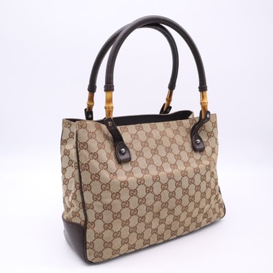 GUCCI グッチ バンブー GGキャンバス ハンドバッグ 112526 ハンドバッグ ベージュ ブラウン キャンバス レザー バンブー レディース