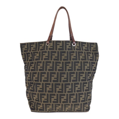 FENDI フェンディ ズッカ ブラウン シルバー金具 キャンバス レザー/ トートバッグ ハンドバッグ 603722 【中古】