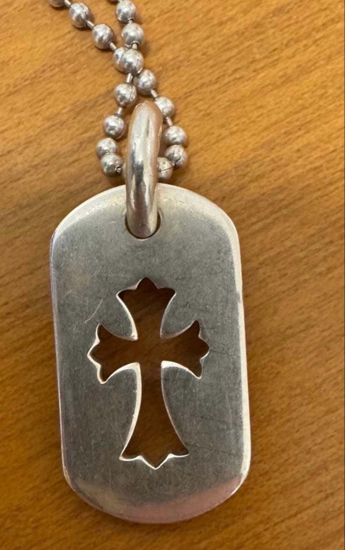 Chrome Hearts Dog Tag S Cut Out Cross "Silver"