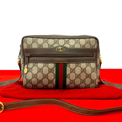 GUCCI グッチ シェリーライン GG ロゴ PVC レザー ショルダーバッグ ブラウン
36780