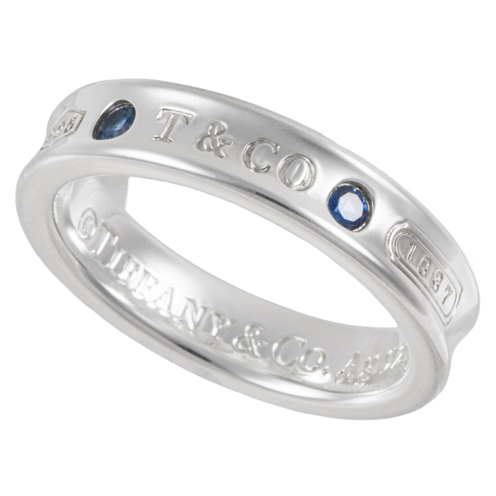 TIFFANY&Co. ティファニー 1837 リング 指輪 モンタナ サファイヤ ナロー スターリングシルバー サファイア シルバー ブルー 9号【中古】