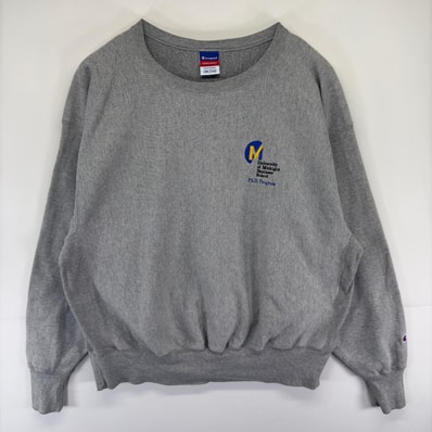 古着 チャンピオン Champion スウェット プルオーバー リバースウィーブ 大きいサイズ 刺繍 クルーネック 2XL グレー系 メンズ