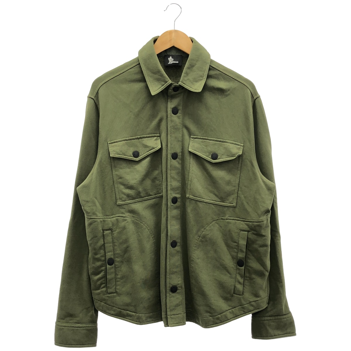 モンクレール 【GRENOBLE】22年製 CAMICIA カーキ コットン ロゴワッペン ボタンシャツジャケット L