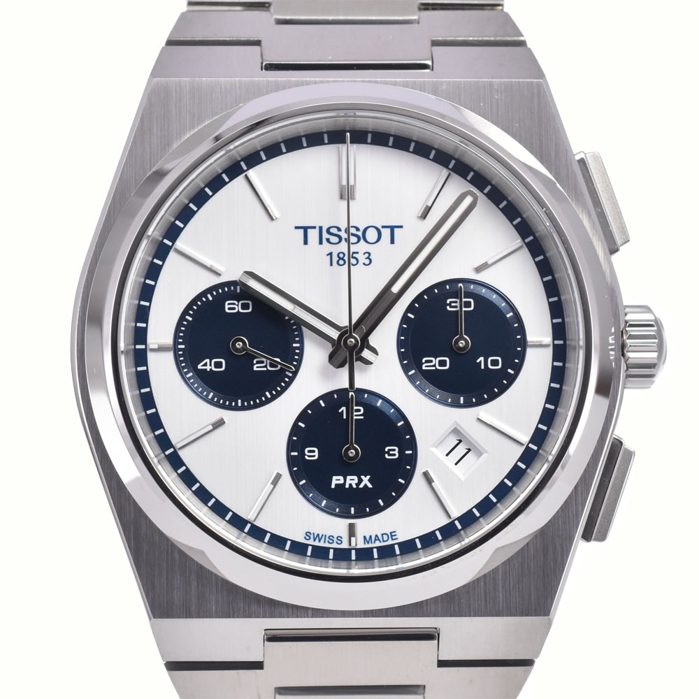ティソ TISSOT T137.427.11.011.01 PRX クロノグラフ シルバー 自動巻き メンズ 極美品 箱・保証書付き 腕時計 M#147106
